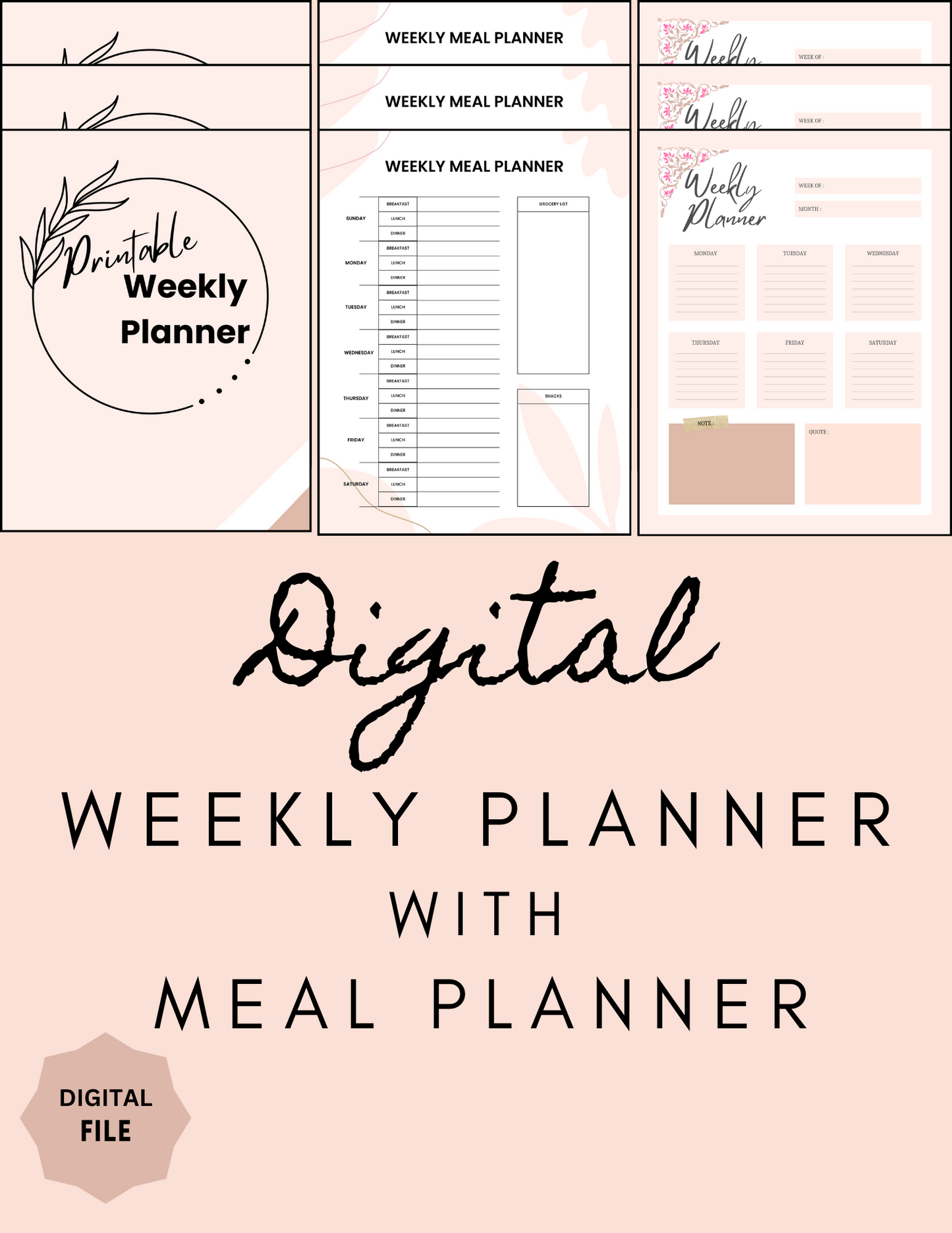 Cute Digital Weekly Planner